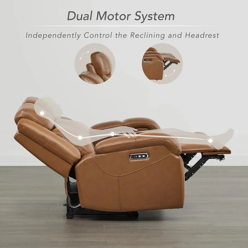 Hadlee Genuine Leather Reclining Sofa with Multi-Function Console.