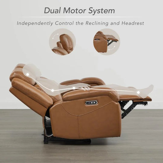 Hadlee Genuine Leather Reclining Sofa with Multi-Function Console.