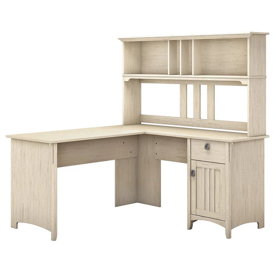 Paelynn L Shaped Credenza Desk with Hutch
