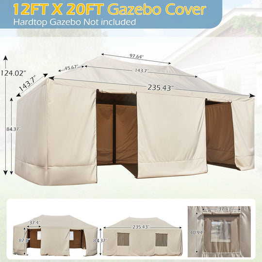 Hardtop Wood Gazebo with Double Roof – Free Dust Cover with 12X16 or 12X20 Model – Waterproof Outdoor Gazebo