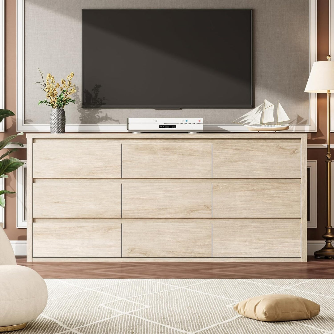 7-Drawer Dresser for Bedroom,Wide Wood Chest with Handle-Free Design,Modern Storage Cabinet for Living Room or Entryway
