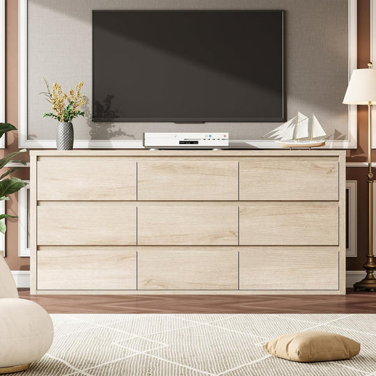 7-Drawer Dresser for Bedroom,Wide Wood Chest with Handle-Free Design,Modern Storage Cabinet for Living Room or Entryway