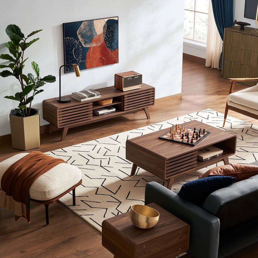 Mopio Ensley Mid-Century Modern Coffee Table with Dual Side Storage, Centerpiece for Your Living Room