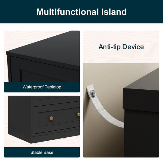 Set of 2 Modern Nightstands with 3 Drawers