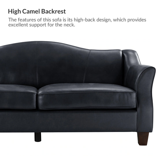 Sandra 81.5" Classic Genuine Leather Sofa with Solid Wood Legs by