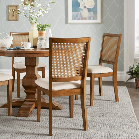 Eleanor Beige Linen Rattan Dining Chairs (Set of 2) by  Classic