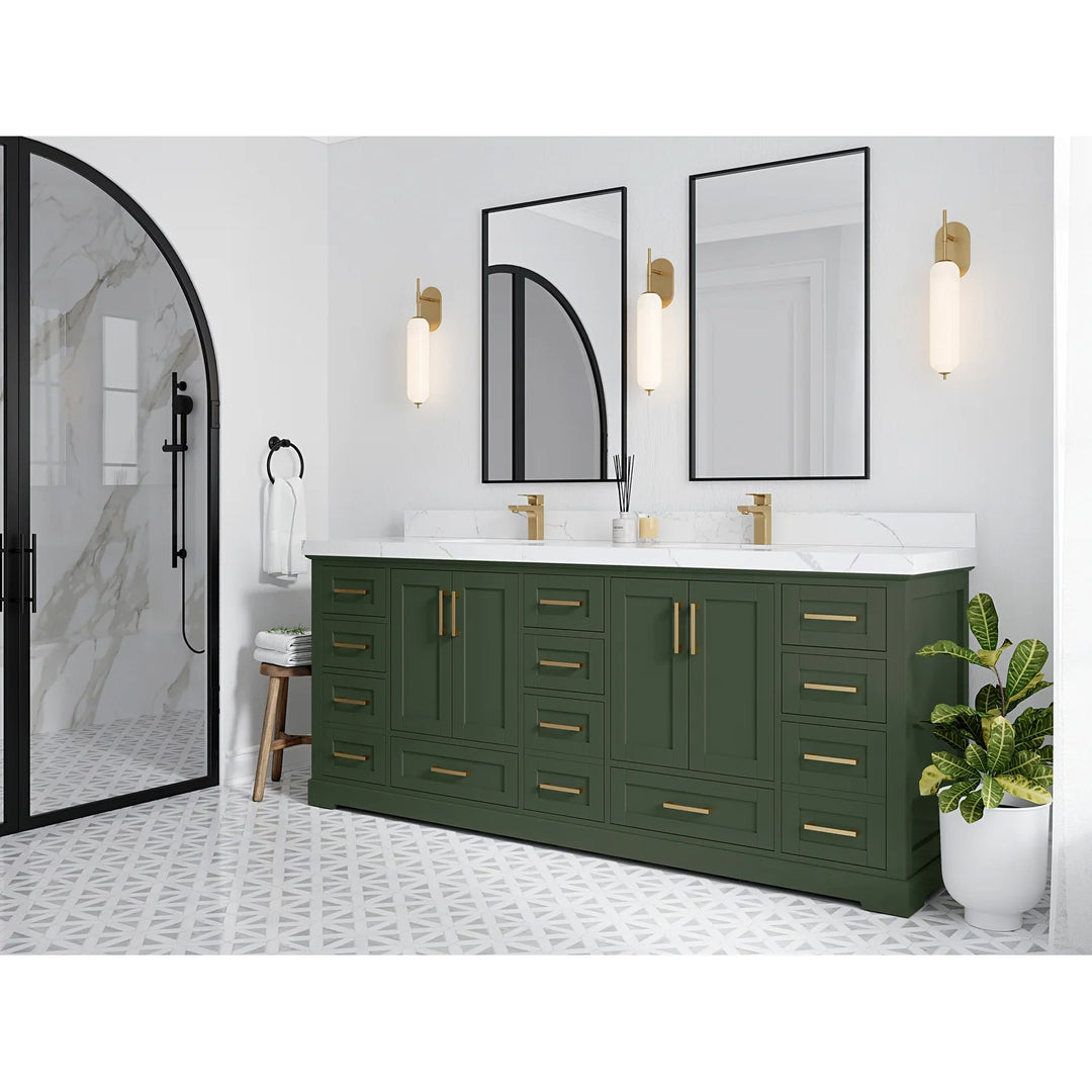 Willow Collection 84 in W X 22 in D X 36 in H Boston Double Bowl Sink Bathroom Vanity with Countertop