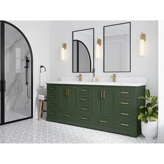 Willow Collection 84 in W X 22 in D X 36 in H Boston Double Bowl Sink Bathroom Vanity with Countertop