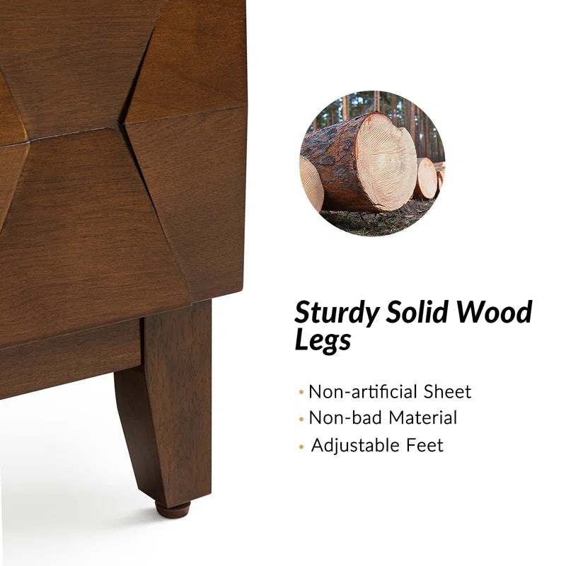 Sara Midcentury Modern 26''W 2-Drawer End Table with Charging Station and Solid Wood Legs
