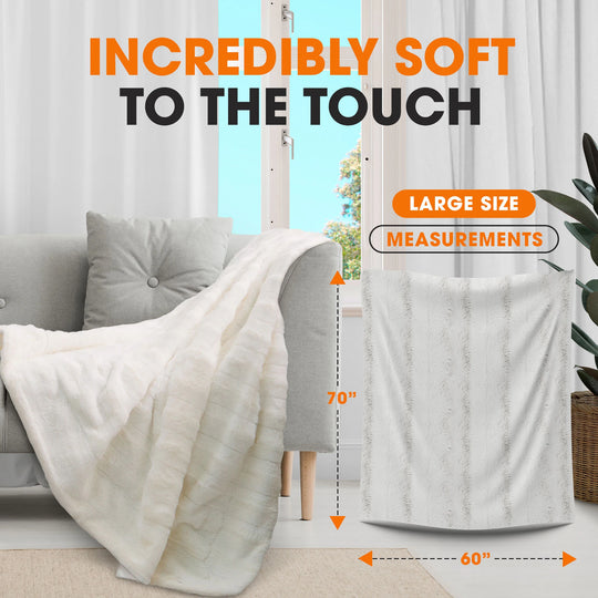 Faux Fur/ Microplush Reversible Throw Blanket