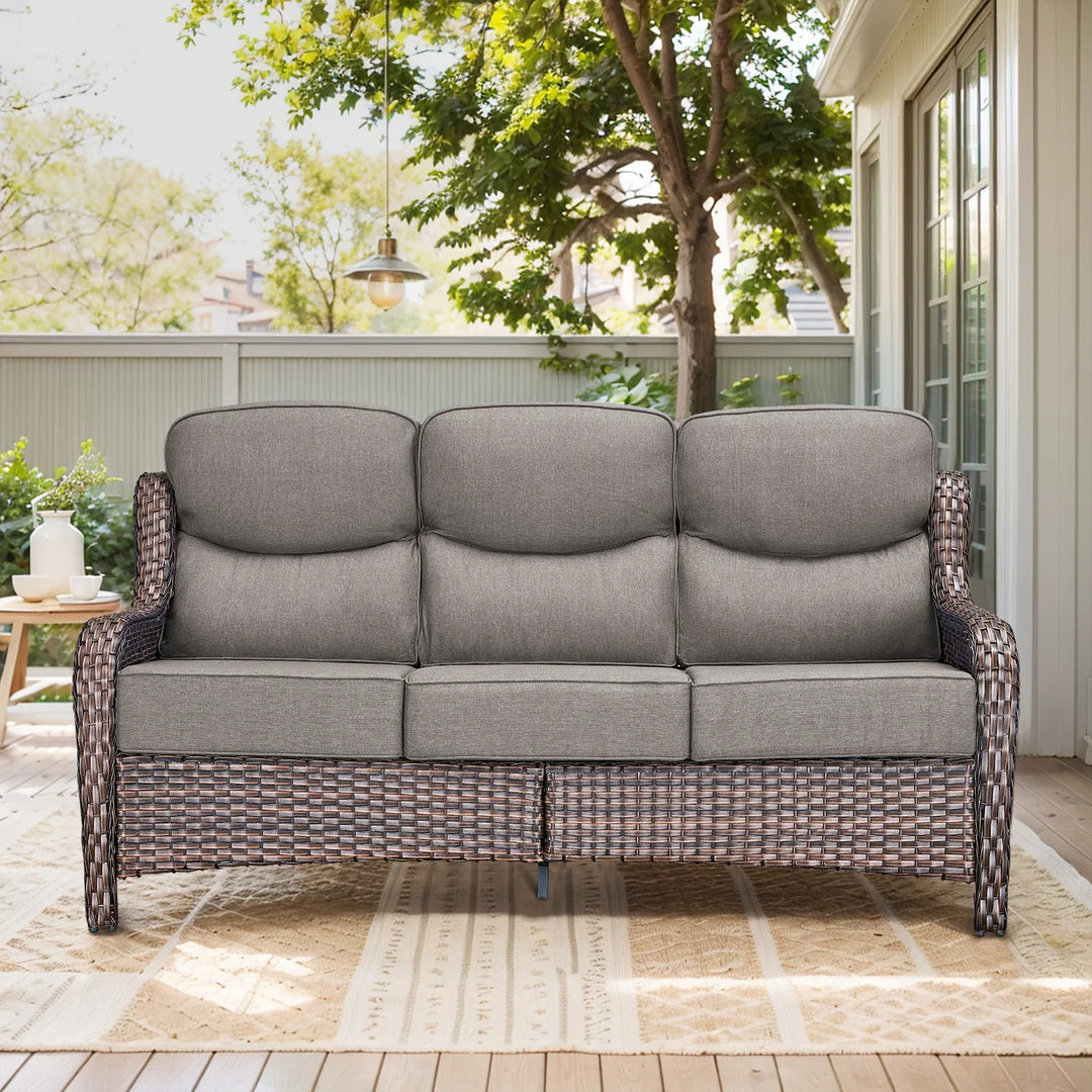 Outdoor Patio Sofa Swivel Chair with 6-Inch Thick Cushions Set