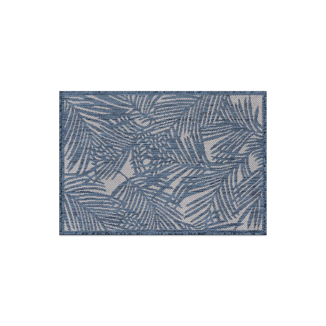 Contemporary Palm Leaf Textured Flat Weave Indoor/Outdoor Area Rug