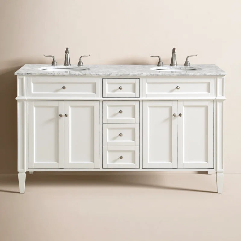 Rivers 60'' Double Bathroom Vanity with Marble Top