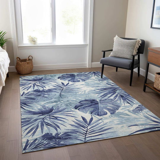 Machine Washable Indoor/ Outdoor Coastal Palm Chantille Rug