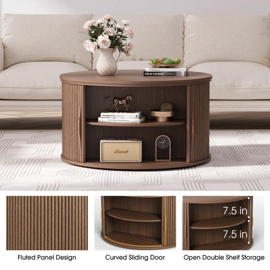 Round Coffee Table with Lifting Top,31.5” Lift Top Coffee Table with Hidden Compartment