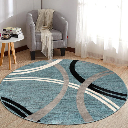 Contemporary Abstract Circles Design Area Rug