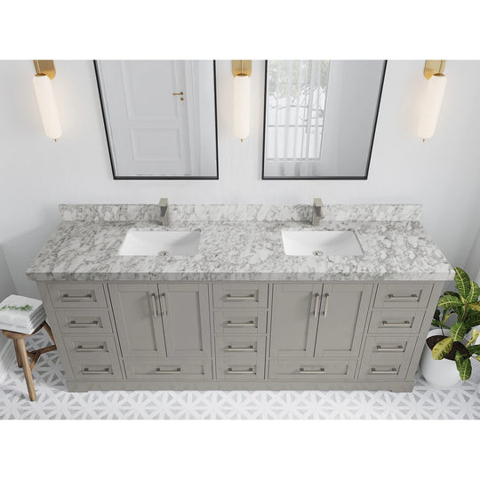 Willow Collection 84 in W X 22 in D X 36 in H Boston Double Bowl Sink Bathroom Vanity with Countertop