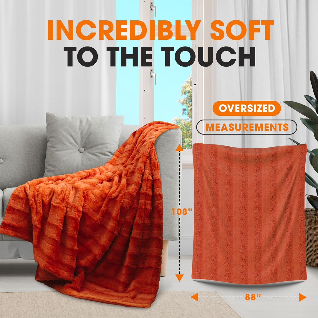 Faux Fur/ Microplush Reversible Throw Blanket