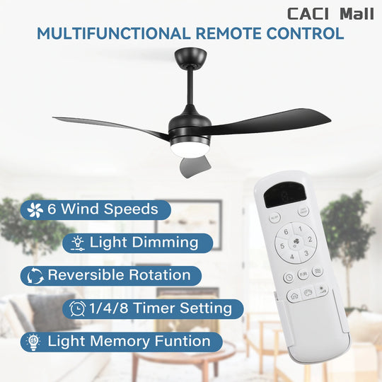 Sofucor 52/60 Inch Ceiling Fan with Integrated LED Light and Remote Control Quiet DC Motor