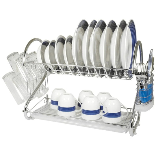 16" 2-Level Chrome-Plated S-Shaped Dish Rack
