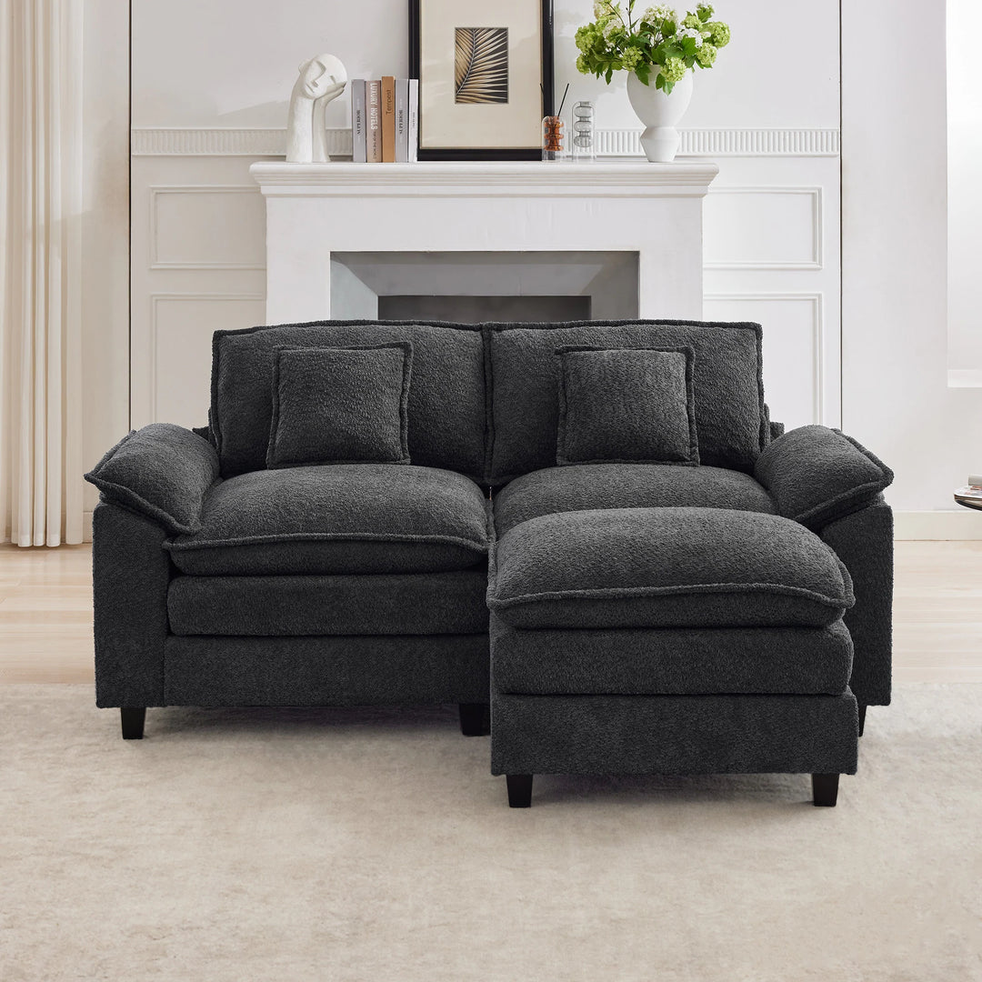 Modular Chenille Sectional Sofa with Ottomans, Deep Seat, Wide Padded Armrests, 2-Seat / 3-Seat / 4-Seat Options