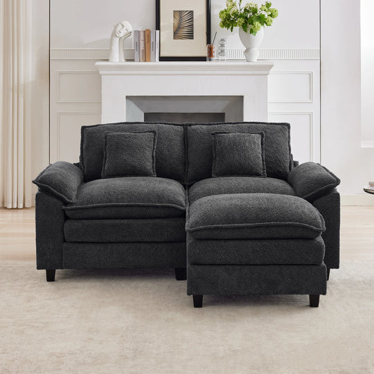 Modular Chenille Sectional Sofa with Ottomans, Deep Seat, Wide Padded Armrests, 2-Seat / 3-Seat / 4-Seat Options