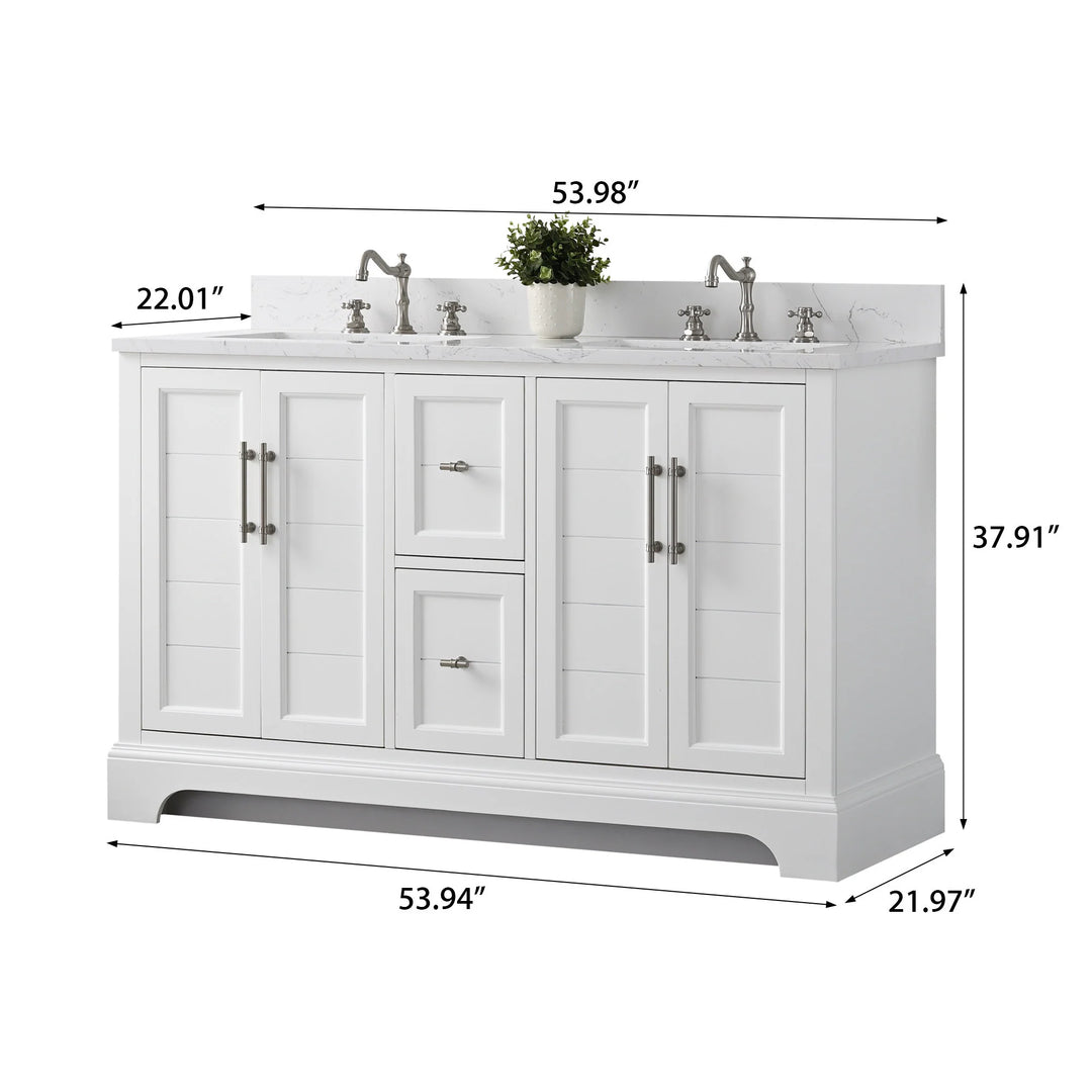 54" Double Sink Bathroom Vanity with Top & Backsplash