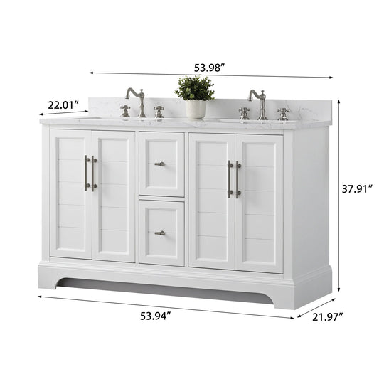 54" Double Sink Bathroom Vanity with Top & Backsplash