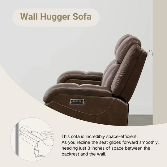 Hadlee Genuine Leather Reclining Sofa with Multi-Function Console.