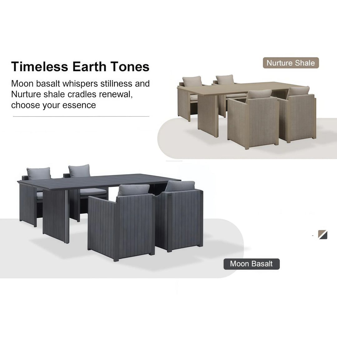 Sanori Patio Outdoor Dining Set Modern Large Weather-Resistant Aluminum for Garden Backyard Kitchen-Grey