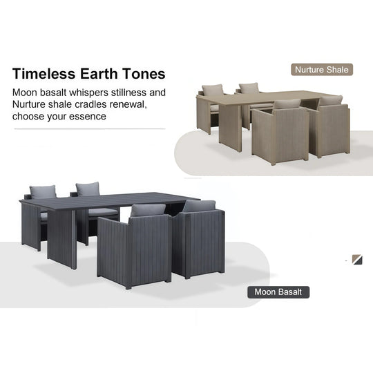 Sanori Patio Outdoor Dining Set Modern Large Weather-Resistant Aluminum for Garden Backyard Kitchen-Grey