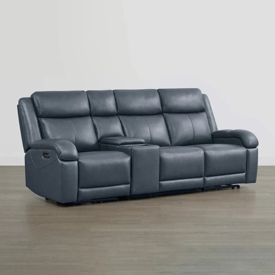 Hadlee Genuine Leather Reclining Sofa with Multi-Function Console.