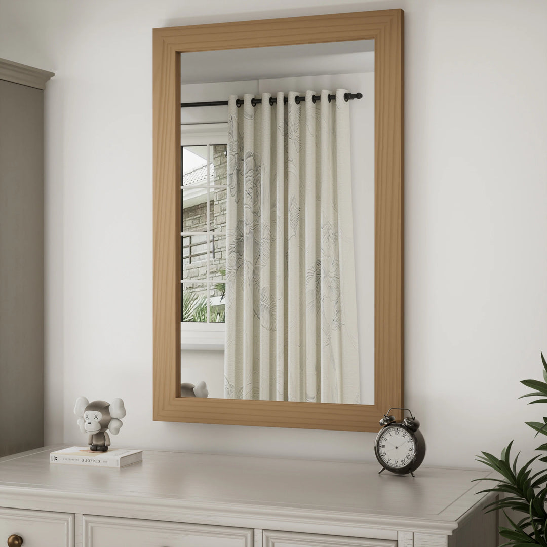 Farmhouse Barn Door Solid Wood Frame Bathroom Vanity Wall Mirror
