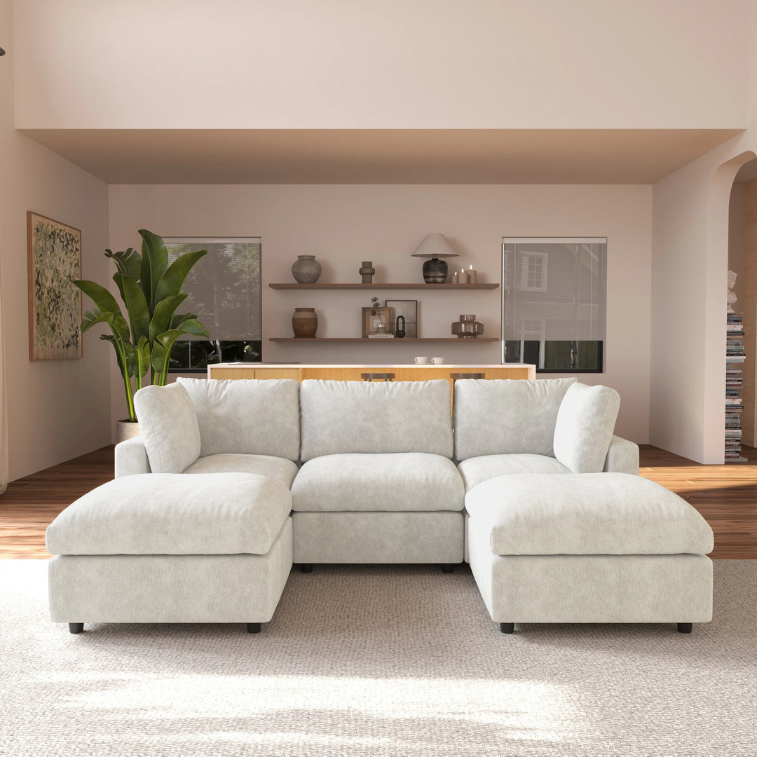 Modern Cloud Sectional Couches for Living Room Set, Chenille U-Shaped Sofa Couch