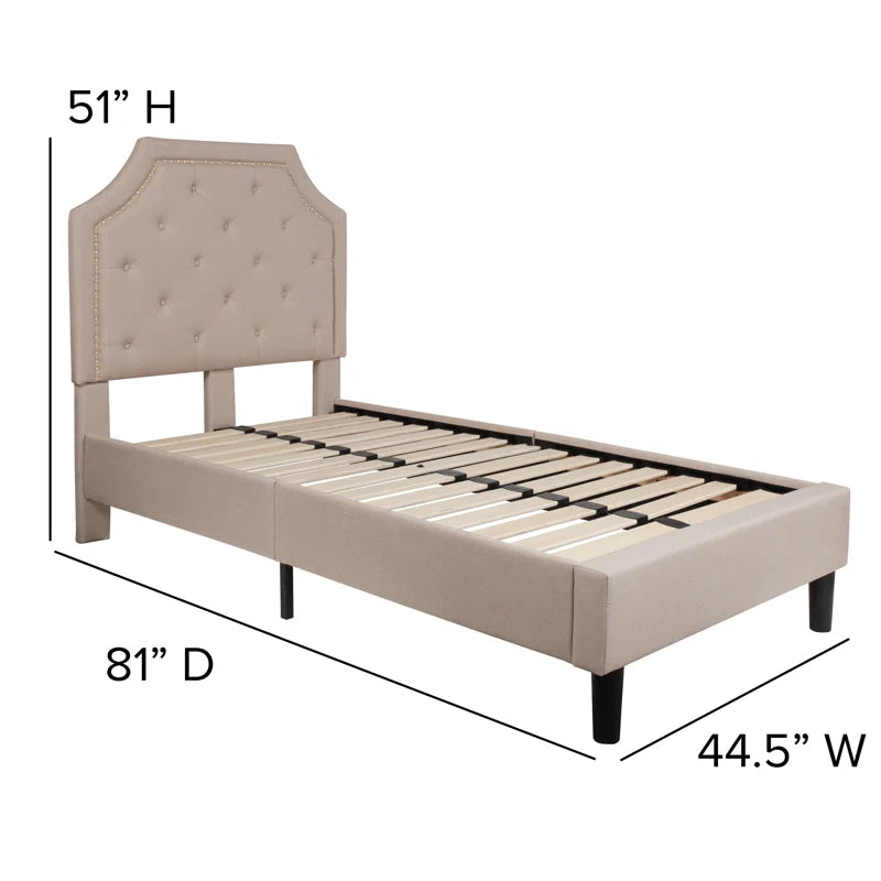 Aluino Arched Button Tufted Upholstered Platform Bed Frame - No Box Spring Required