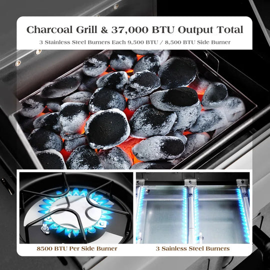Synae  3 - Burner 2-In-1 Charcoal and Gas Grill