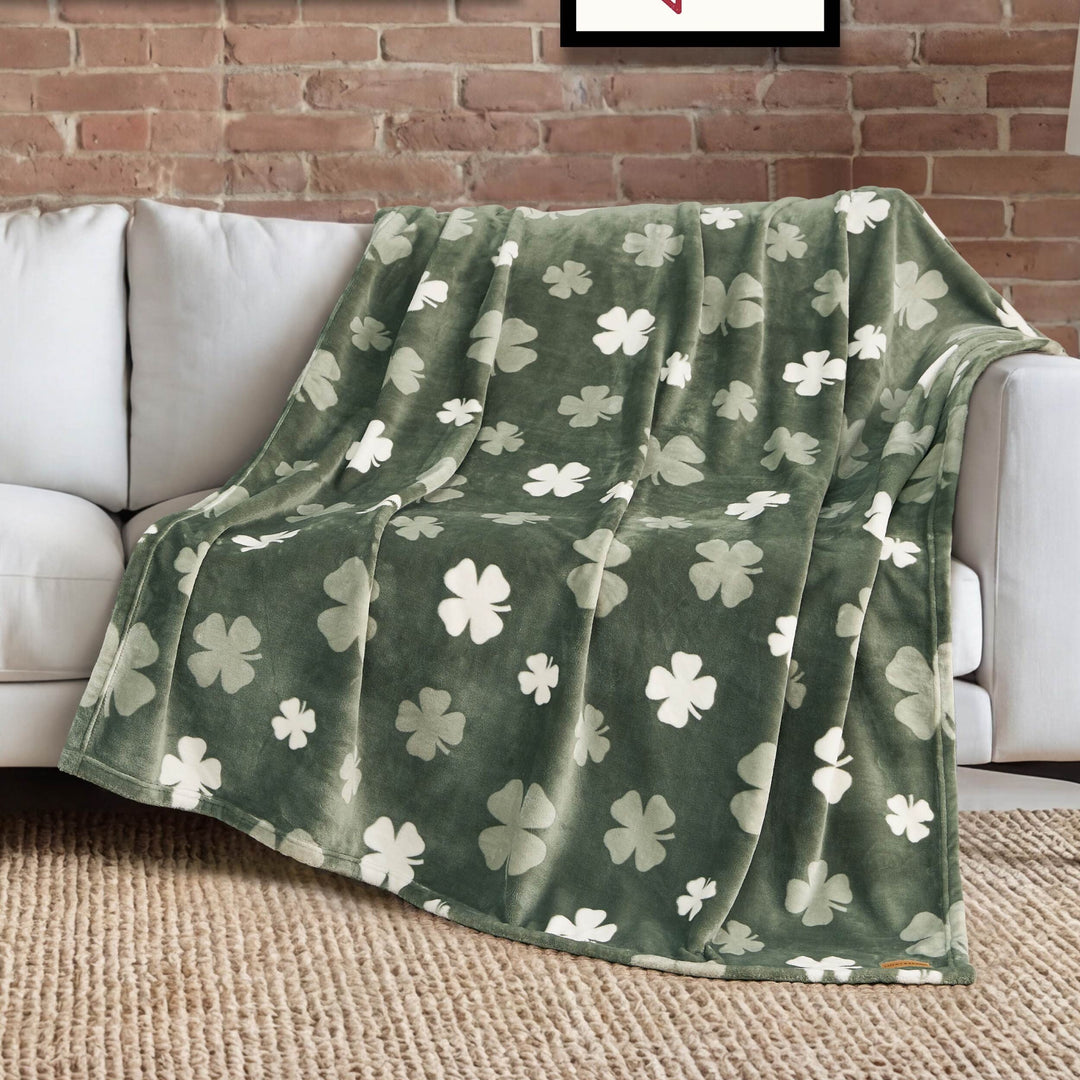 Lucky Clovers Plush Throw Blankets