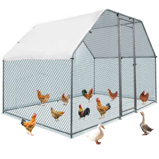 Large Metal Chicken Coop with Rain Cover