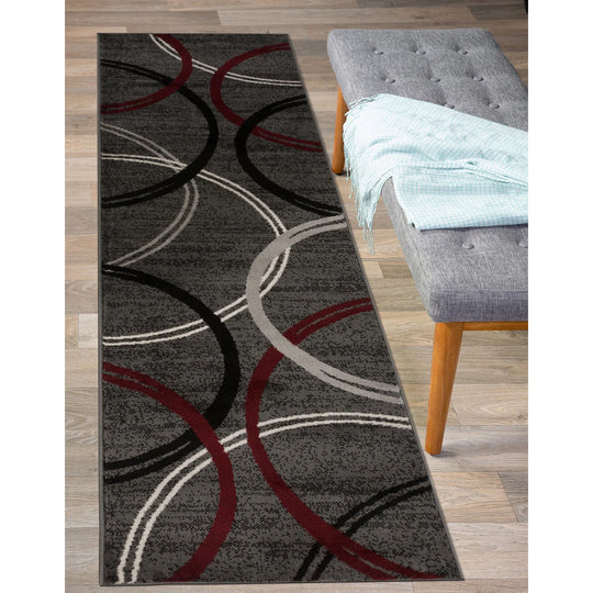 Contemporary Abstract Circles Design Area Rug