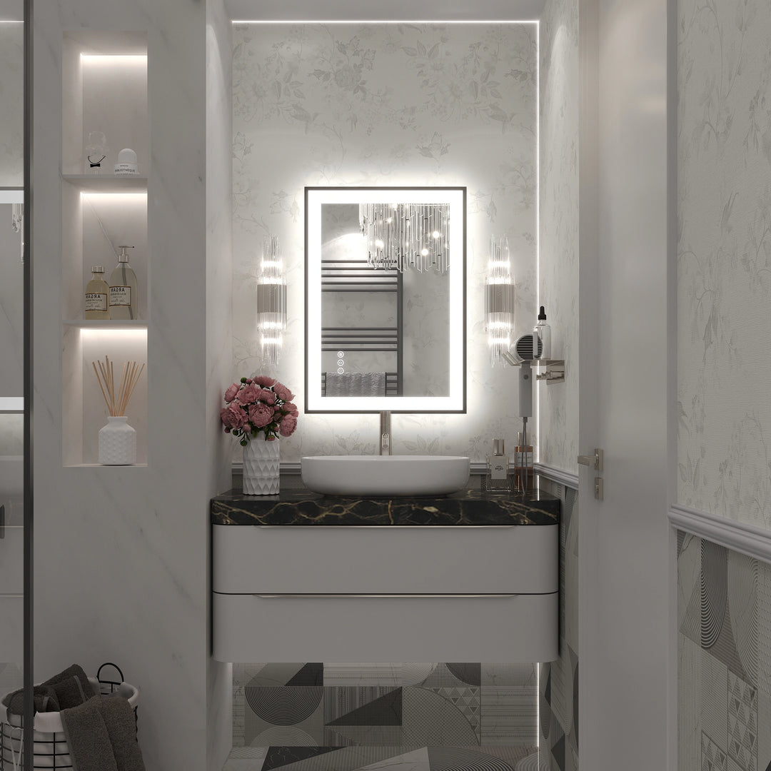Extra Large Black Frame LED Bathroom Vanity Mirror with 3 Years Warranty and UL Certified