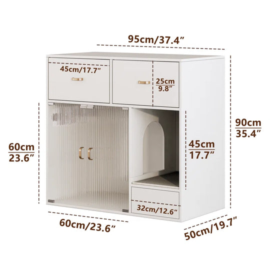 Tilesha Cat Litter Box Enclosure, 37.4'' Furniture Style Hidden Litter Box Cat Cabinet with Storage for Large Cats