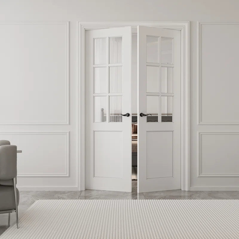 Interior Transparent Glass Doors Solid Wood French Door with Hardware Kit Jamb