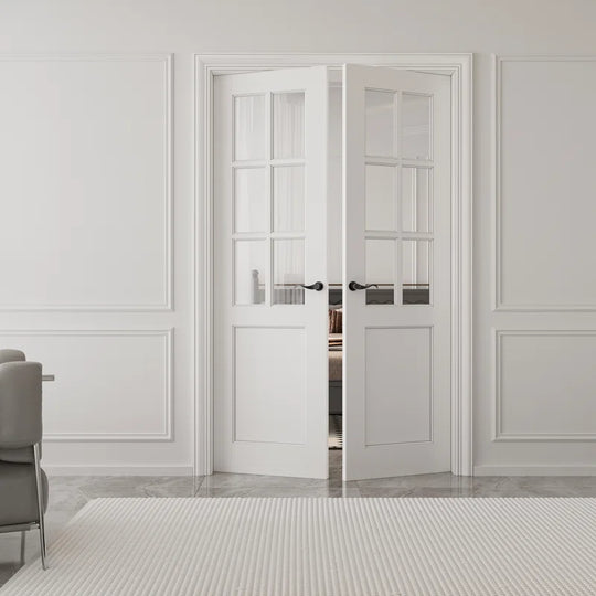 Interior Transparent Glass Doors Solid Wood French Door with Hardware Kit Jamb