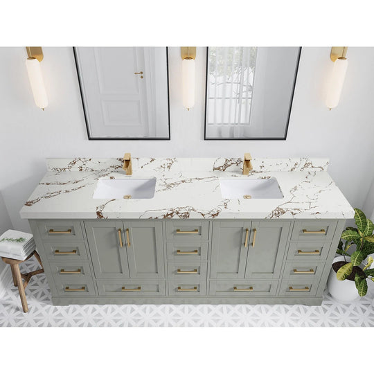 Willow Collection 84 in W X 22 in D X 36 in H Boston Double Bowl Sink Bathroom Vanity with Countertop