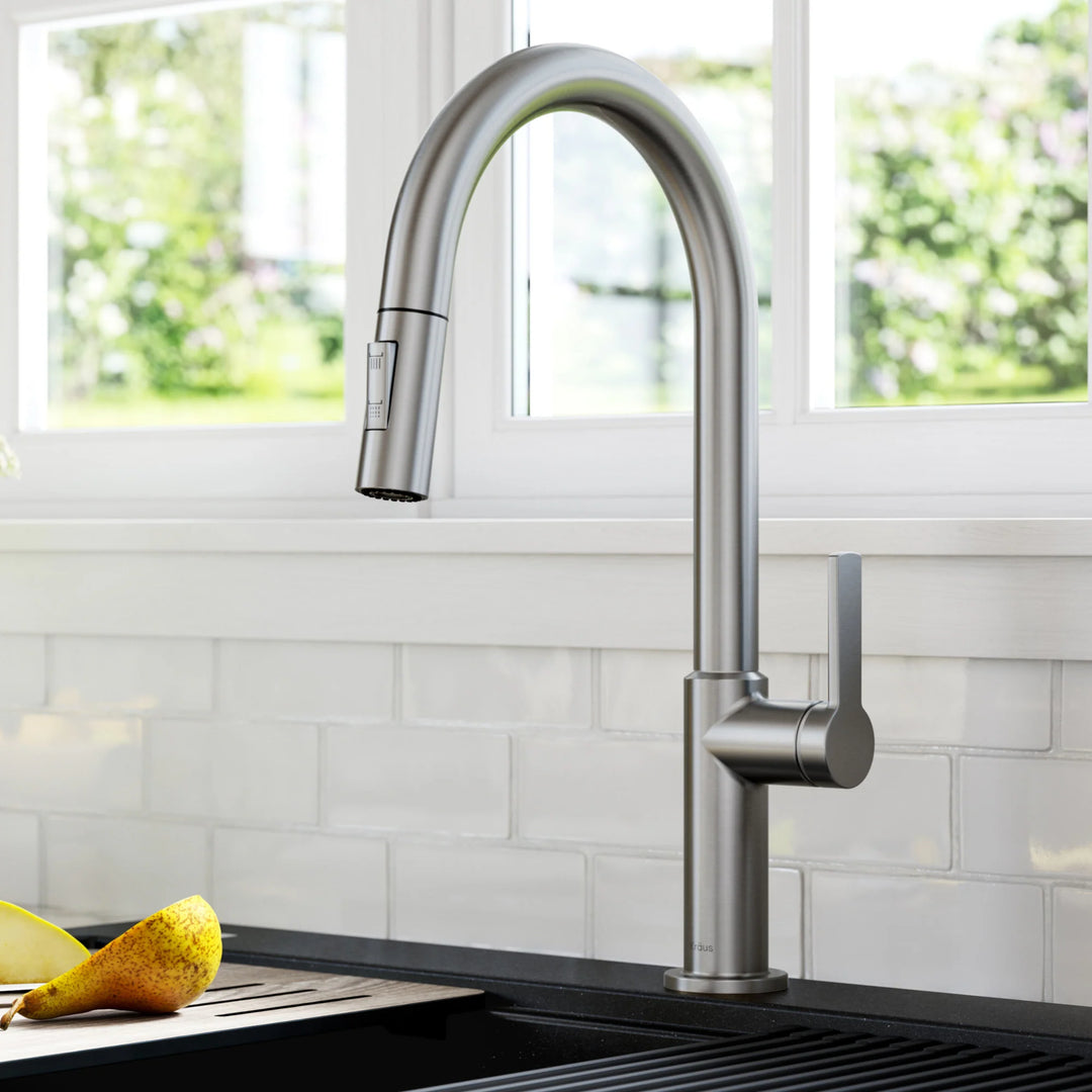 2-Function 1-Handle 1-Hole Pulldown Sprayer Brass Kitchen Faucet