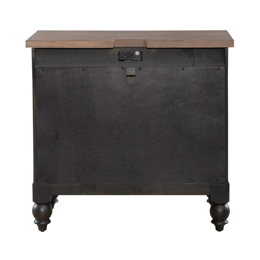 Americana Farmhouse Black Bedside Chest with Charging Station