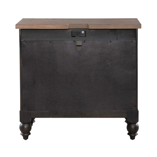 Americana Farmhouse Black Bedside Chest with Charging Station