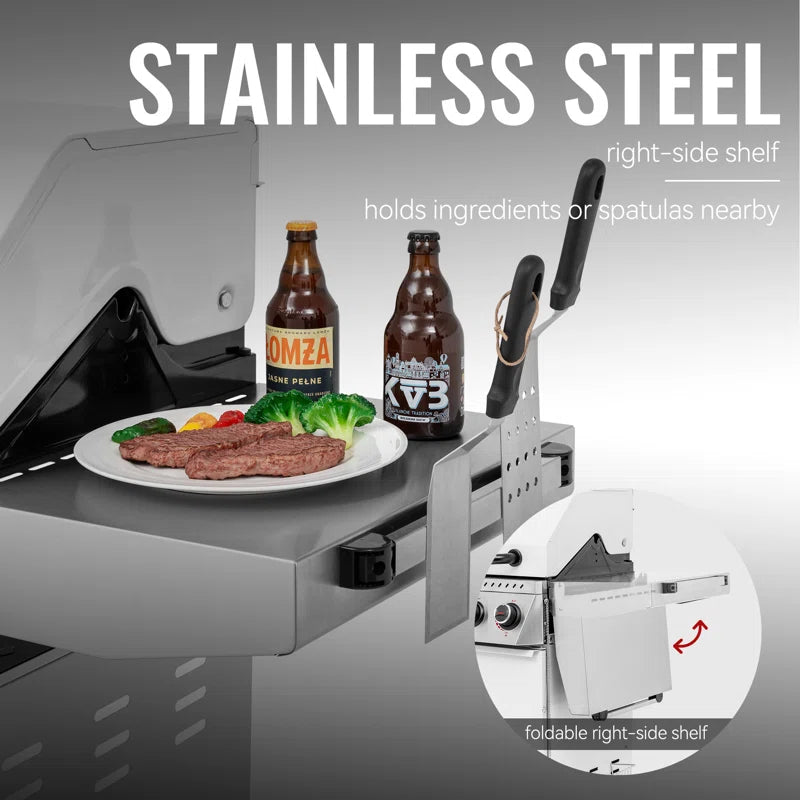 6-Burner BBQ Liquid Propane Gas Grill with Sear Burner and Side Burner, White