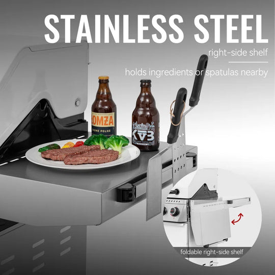 6-Burner BBQ Liquid Propane Gas Grill with Sear Burner and Side Burner, White
