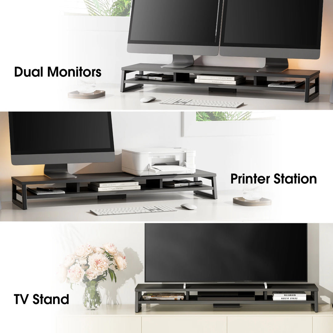 Fenge Dual Monitor Stand Riser for Desk, 42.5In Large Monitor Stand for 2 Monitor - 42.5X9.2X5.4 Inches